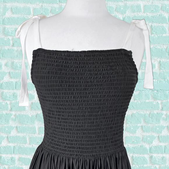 NEW Cabana Life Sanibel Embroidered Midi Maxi Dress Large Black Smocked Vacay - Picture 3 of 12